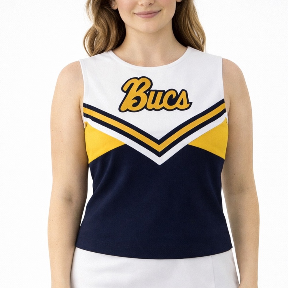 Women's White and Navy Sleeveless Top Cheeleading